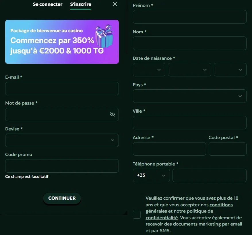 SagaSpins Casino Inscription et KYC